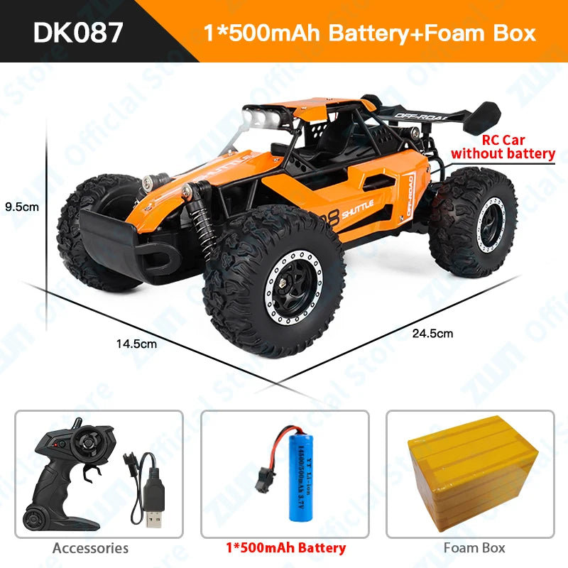 1:16 Scale 2.4G RC Off-Road Climbing Car with LED Lights - Remote Control Vehicle for Kids