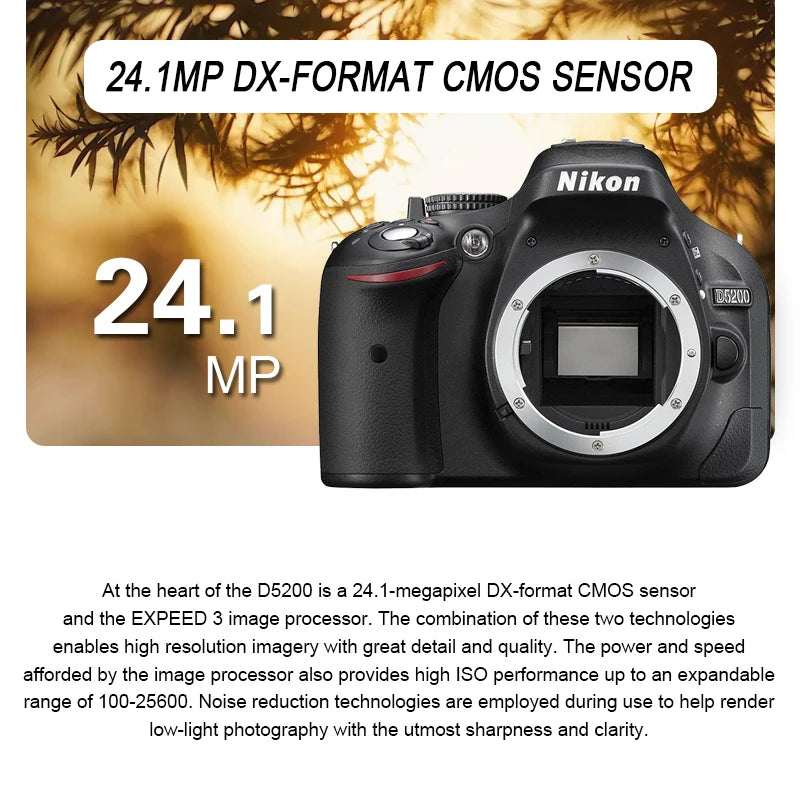 Nikon D5200 Digital SLR Camera with Optional 18-55mm Lens