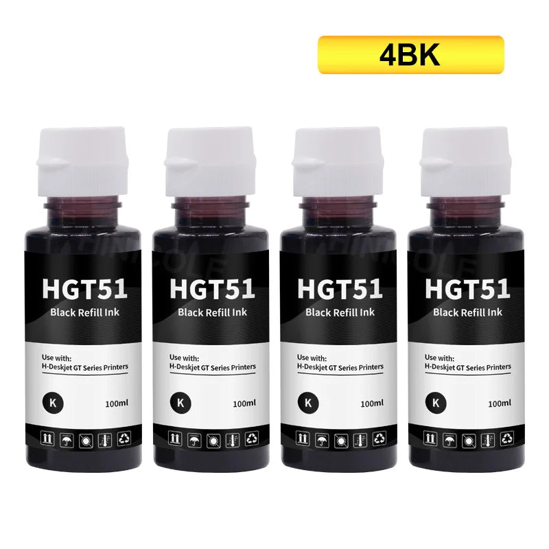 HP DeskJet GT51/GT52 Dye Ink Bottle Set - Compatible with GT 5810/5820 Tank 310/410/318/418 Printers
