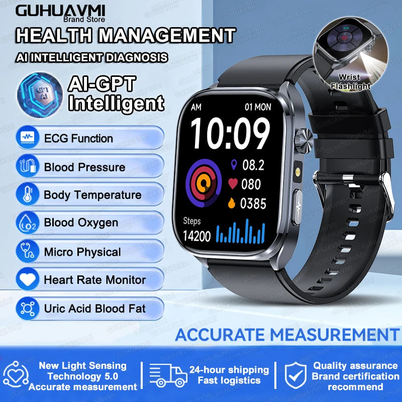 ECG Smart Watch with Heart Health Analysis - Blood Pressure & Lipid Monitoring
