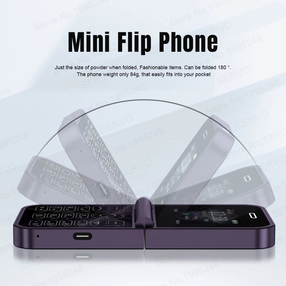 SERVO F15 Mini Flip Phone - 2.0" Dual SIM 2G GSM Mobile