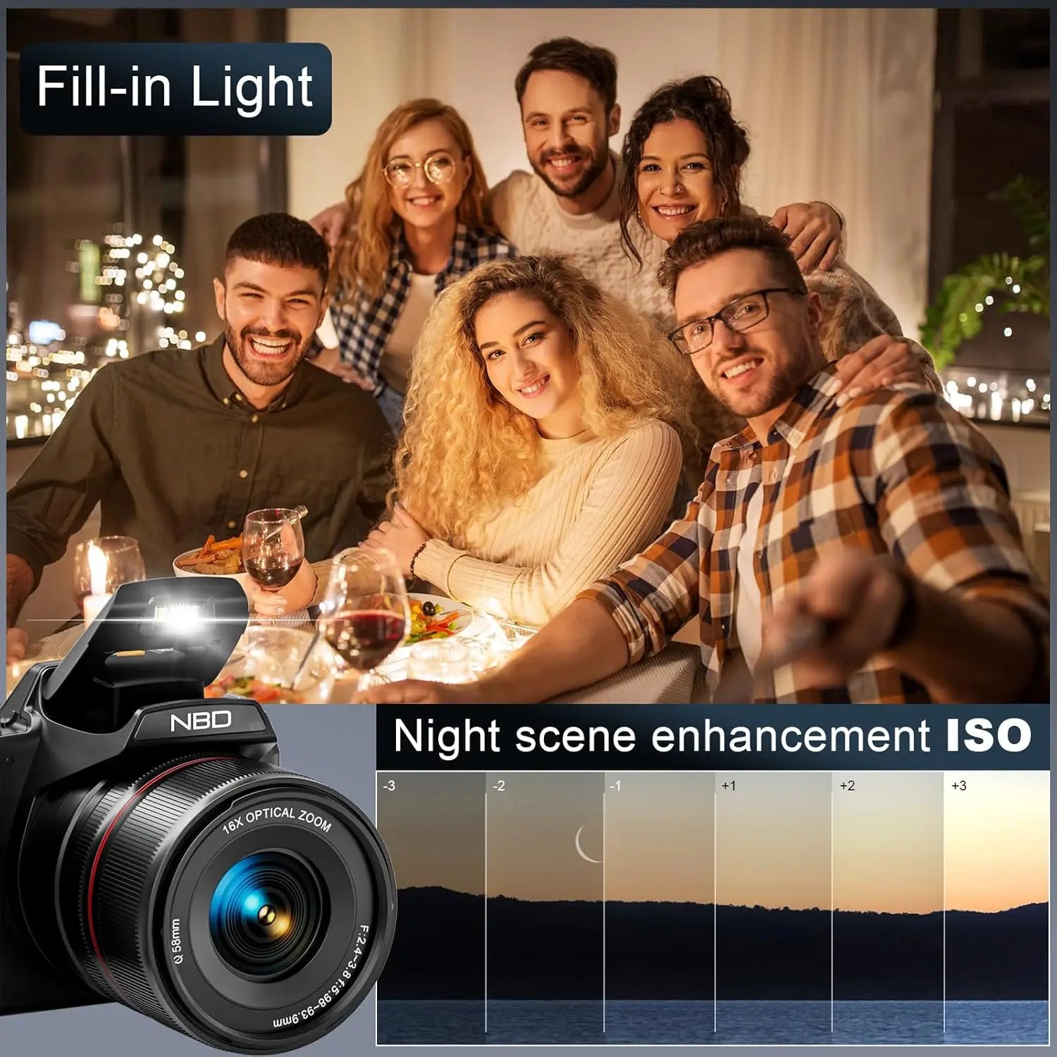 5K Digital Camera - 16X Optical Zoom with WiFi & App Control, 180° Flip Screen for Vlogging