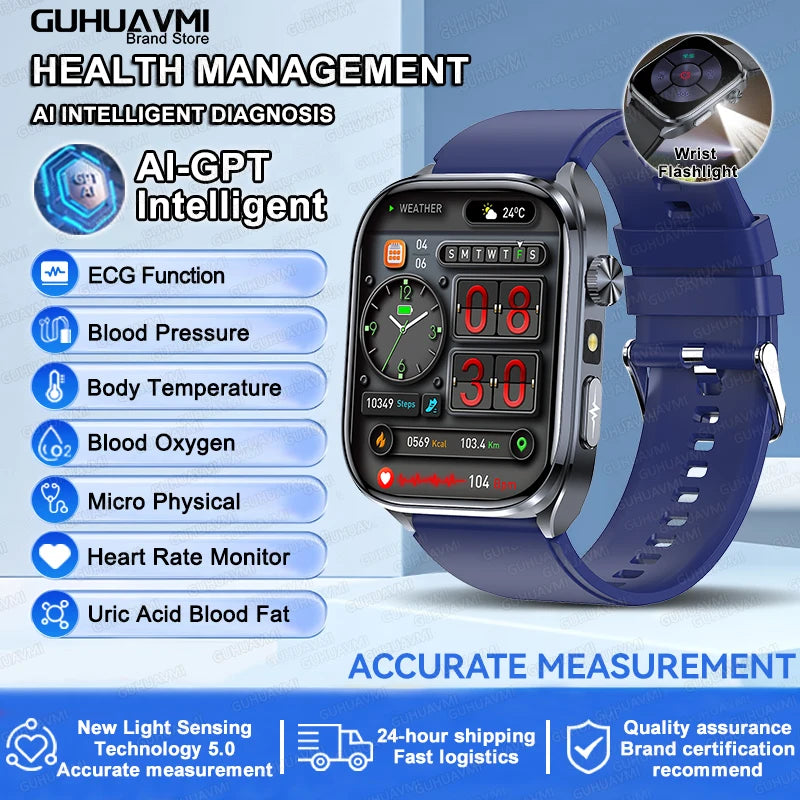 ECG Smart Watch with Heart Health Analysis - Blood Pressure & Lipid Monitoring