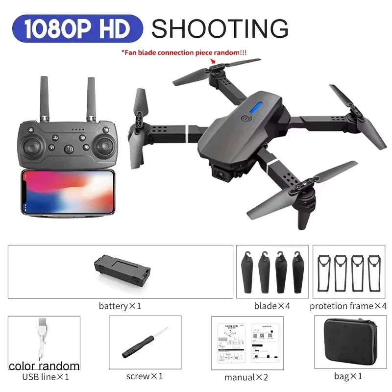 E88 Pro 4K HD Drone with Wide Angle Camera - Foldable Quadcopter for Adults & Kids