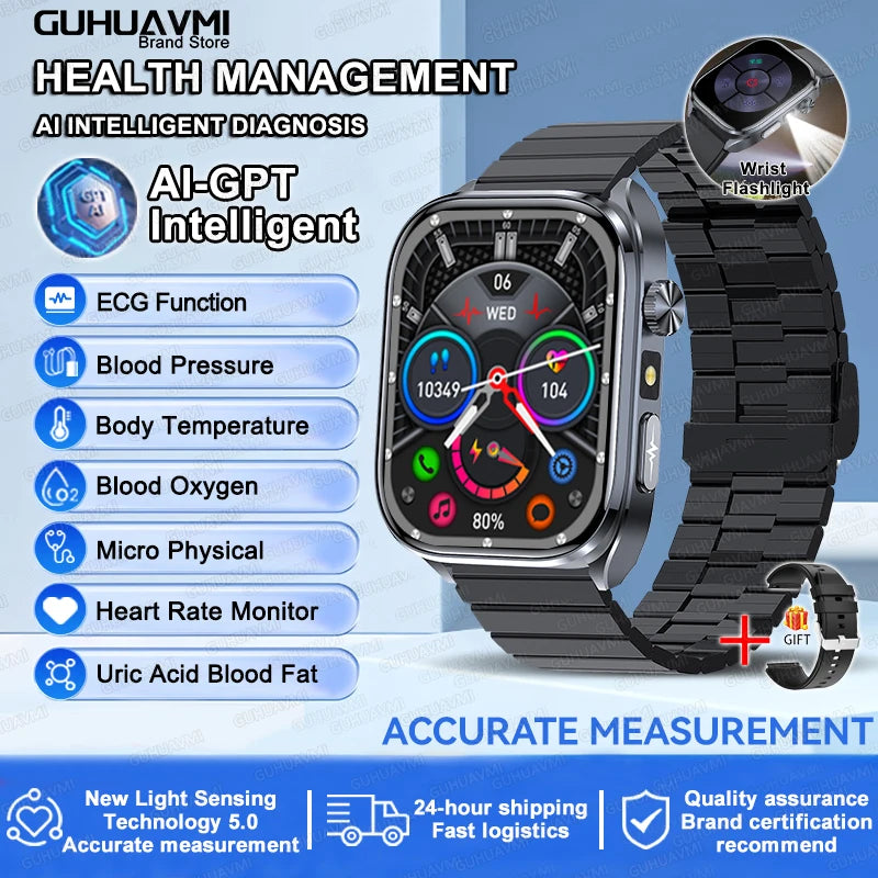 ECG Smart Watch with Heart Health Analysis - Blood Pressure & Lipid Monitoring