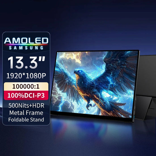 VCHANCE 13.3" OLED Portable Monitor - Full HD 1920x1080p with Metal Frame & Stand