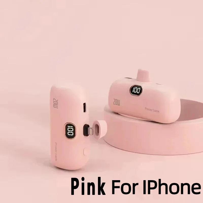 Portable Power Bank with Built-in Cable - 10000mAh Fast Charging Battery Pack