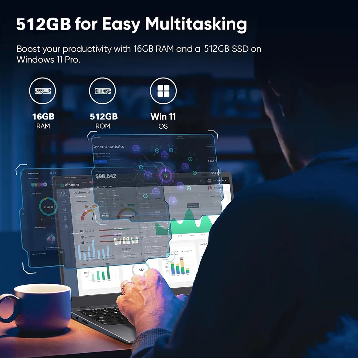 ACEKAMAS 15.6" Gaming Laptop - Intel Core i9-10980HK, 16GB DDR4, 512GB SSD, 4K IPS Display, Windows 11 Pro