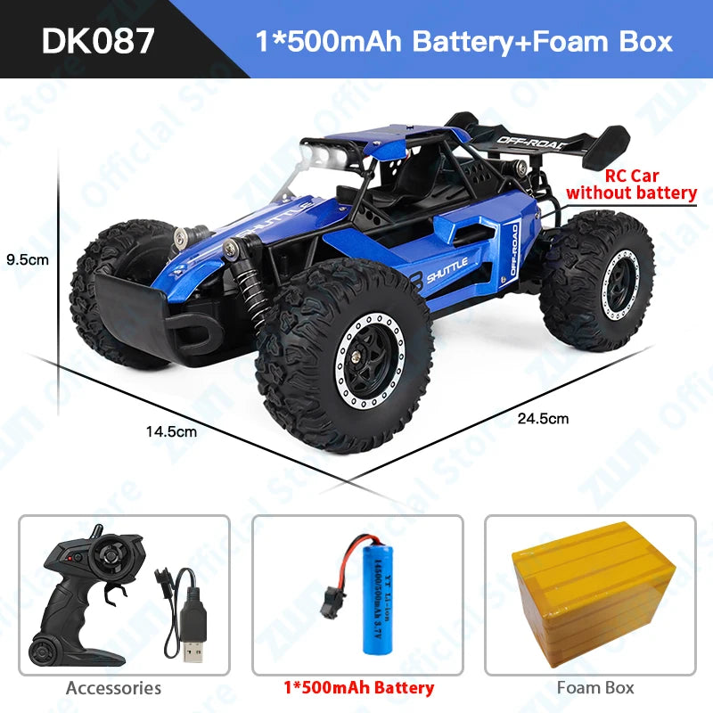 1:16 Scale 2.4G RC Off-Road Climbing Car with LED Lights - Remote Control Vehicle for Kids
