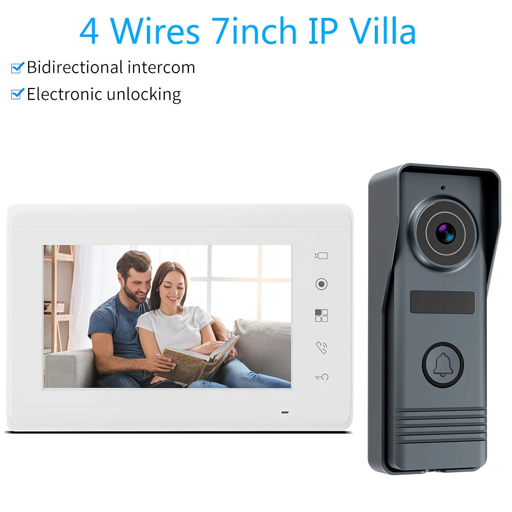 7-Inch Smart Video Doorbell Intercom System - HD Visual Door Phone with Camera for Home, Villa & Apartment Security