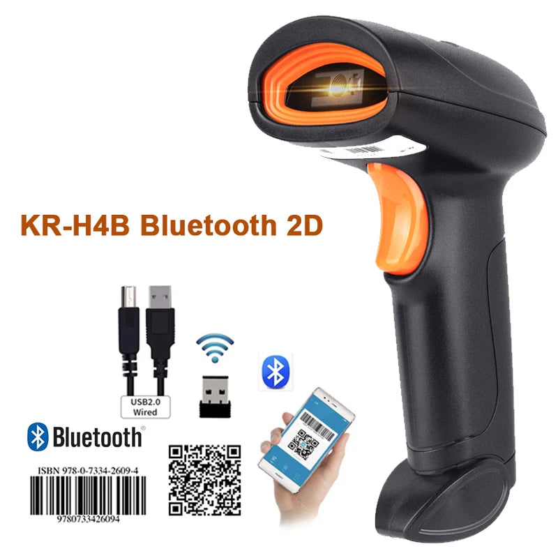 L8BL Bluetooth 2D Barcode Scanner - Wireless & Wired Handheld Reader with USB Support