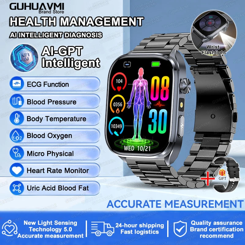 ECG Smart Watch with Heart Health Analysis - Blood Pressure & Lipid Monitoring