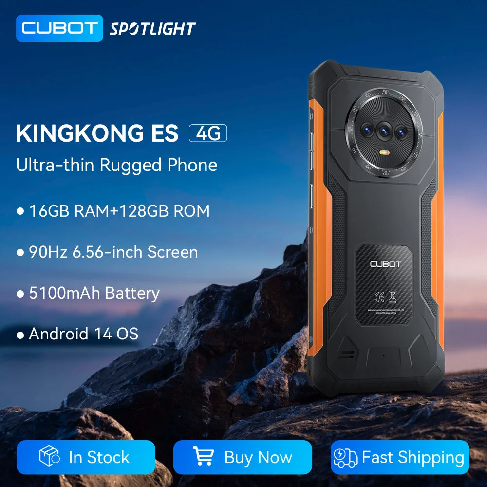 Cubot King Kong ES Rugged Smartphone - 6.56" 90Hz Display, 16GB RAM, 128GB Storage, 48MP Camera