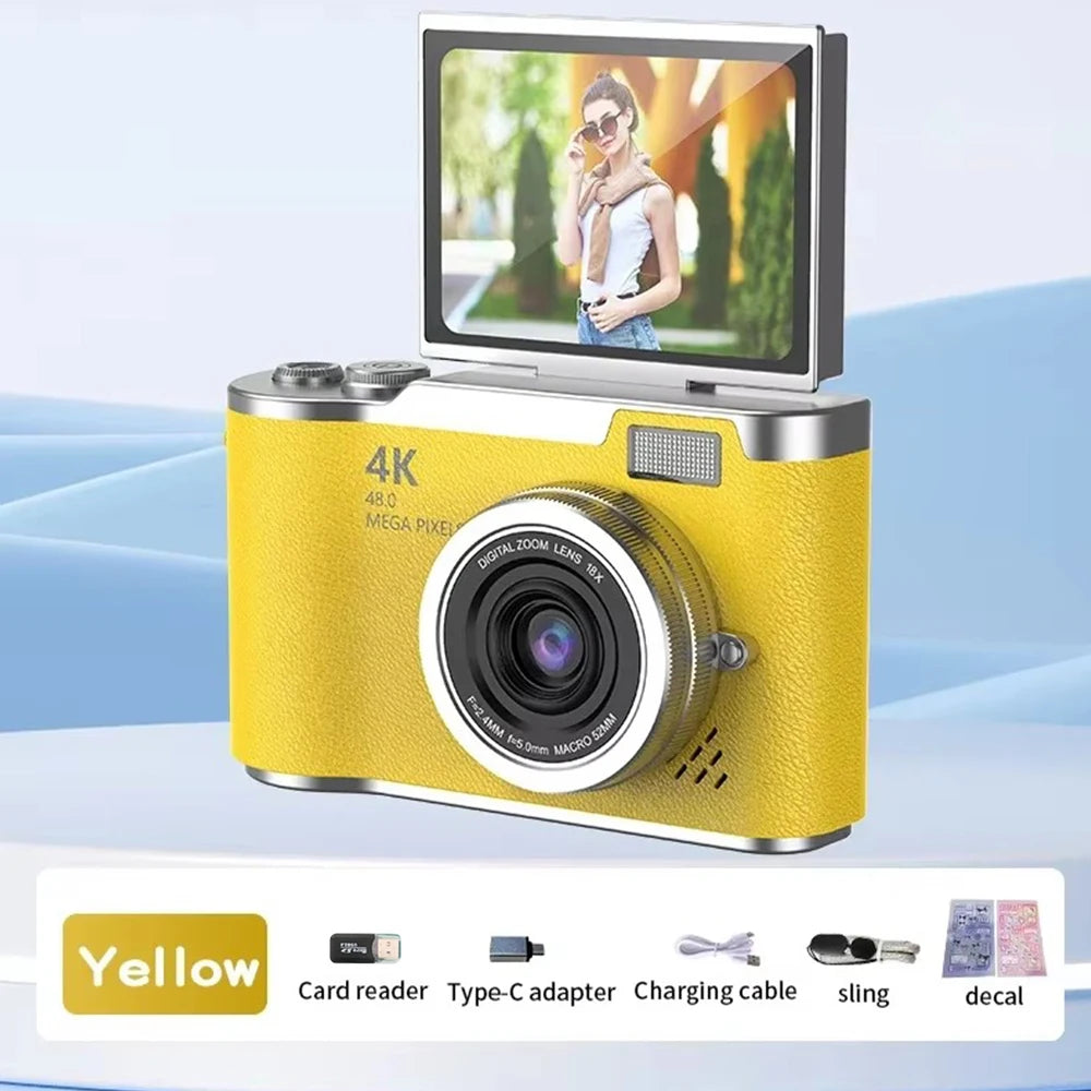 4K Digital Camera for Students - 48MP Compact Camera with 8X Zoom & 180° Flip Screen