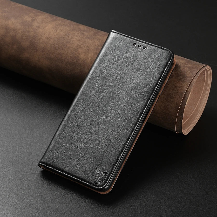 Premium Magnetic Leather Wallet Case with Card Holder for Xiaomi Redmi & Poco Series