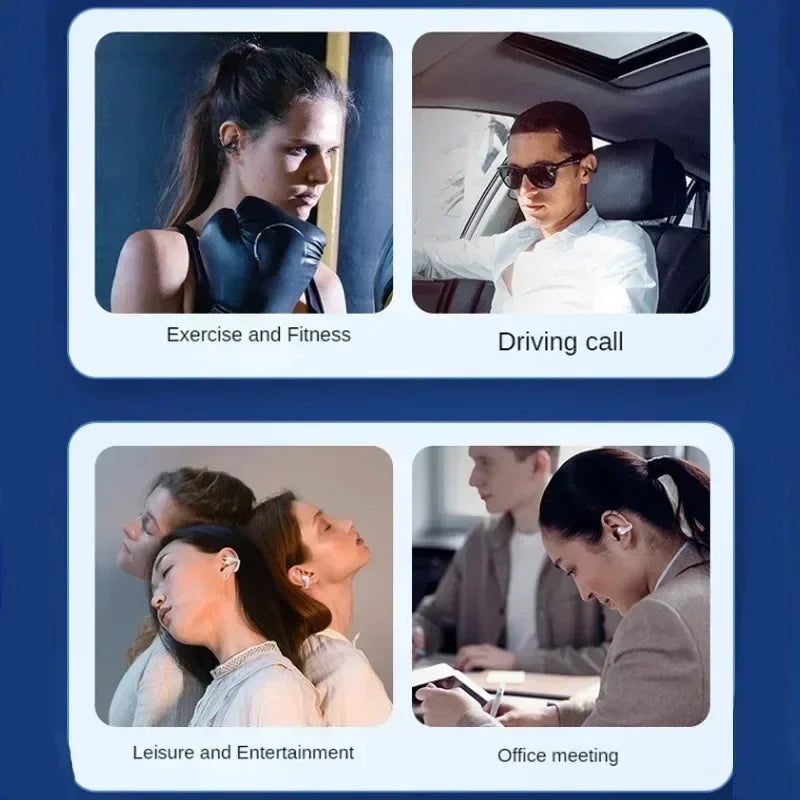 T75 Wireless Bone Conduction Headphones - Bluetooth 5.3 Clip-On Sports Earphones