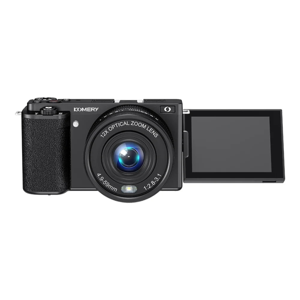 Professional 4K Digital Camera - 64MP Vlogging Camera with 12X Optical Zoom & Flip Screen