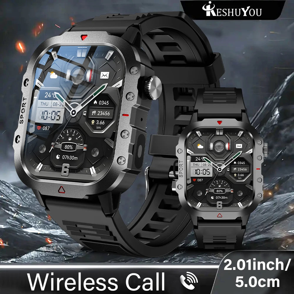 Outdoor Sports Smart Watch - 2.01" HD Display with LED Flashlight & Bluetooth Calling