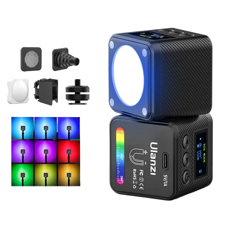 Ulanzi L2 RGB Mini COB Video Light - 360° Full Color Magnetic LED with Diffuser