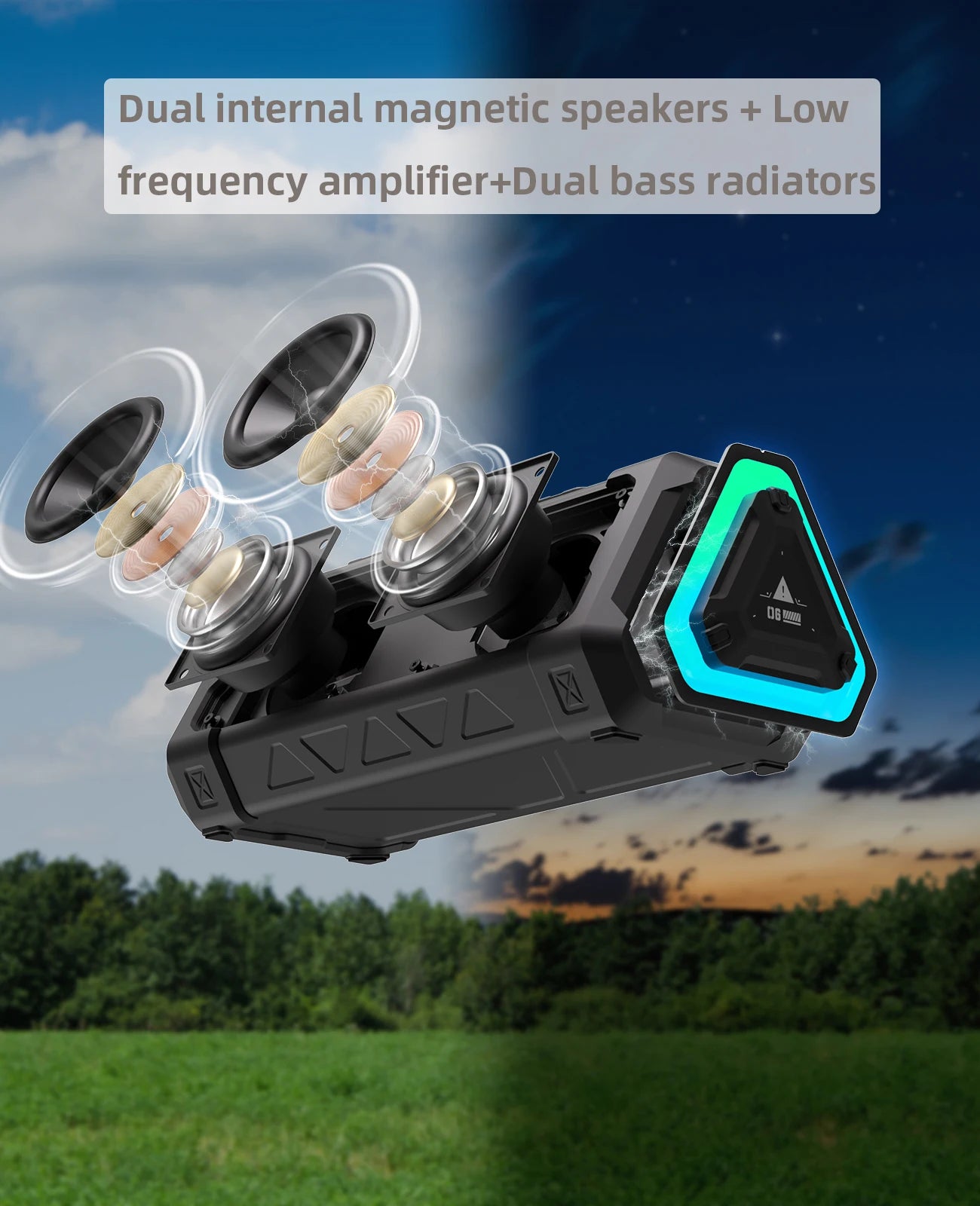 MLOVE P3 Portable Bluetooth Speaker - 40W Stereo Sound, IPX7 Waterproof, RGB Lighting