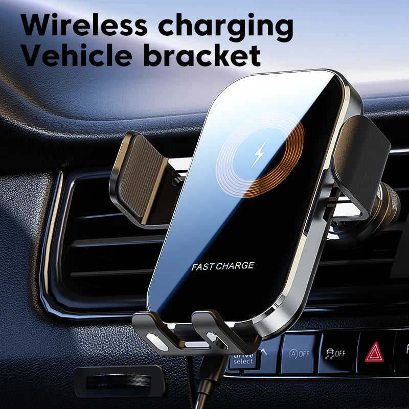 15W Fast Wireless Car Charger Mount - Universal Auto-Clamping Phone Holder with Intelligent Sensing