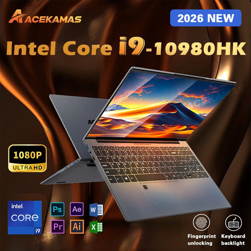ACEKAMAS 15.6" Gaming Laptop - Intel Core i9-10980HK, 16GB DDR4, 1TB SSD, Windows 11 Pro