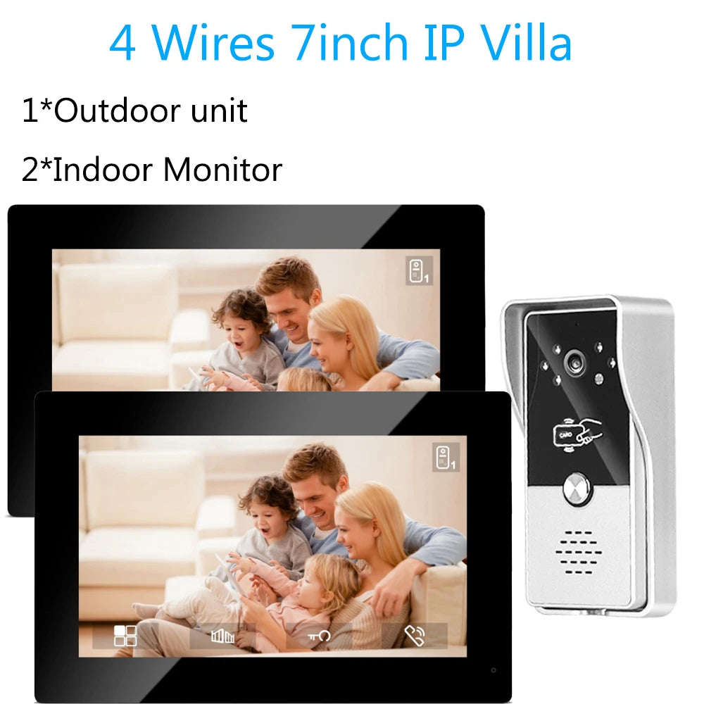 7-Inch Smart Video Doorbell Intercom System - HD Visual Door Phone with Camera for Home, Villa & Apartment Security