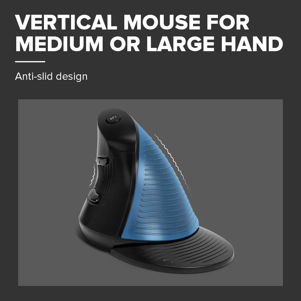 Delux M618XU Ergonomic Vertical Mouse - Silent Click, 4000 DPI, Removable Palm Rest