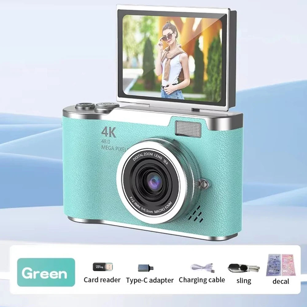 4K Digital Camera for Students - 48MP Compact Camera with 8X Zoom & 180° Flip Screen
