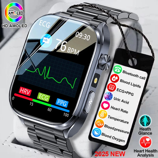 ECG Smart Watch with Heart Health Analysis - Blood Pressure & Lipid Monitoring