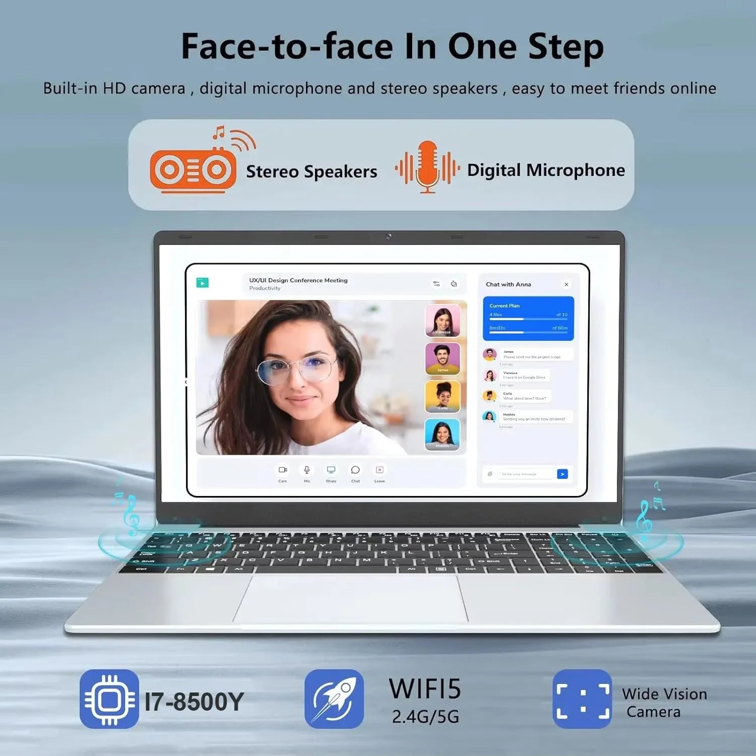 15.6" Professional Laptop - Intel Core i7-8500Y, 16GB RAM, 1TB SSD, Windows 11 with Fingerprint Security