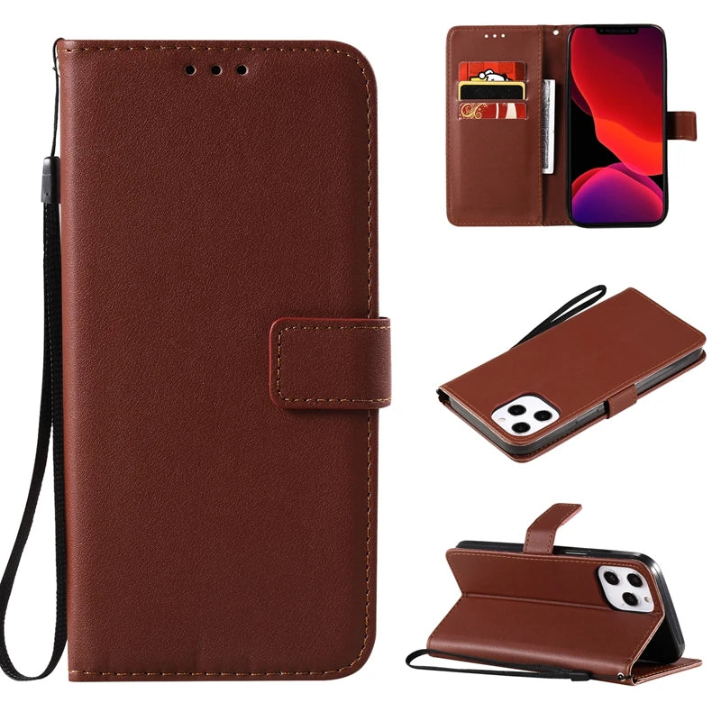 Premium Leather Wallet Case for iPhone - Flip Cover with Card Slots
