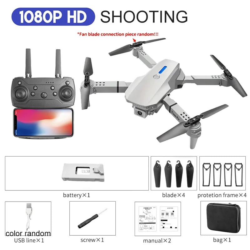 E88 Pro 4K Professional RC Drone with Wide Angle HD Camera - Foldable WiFi FPV Quadcopter