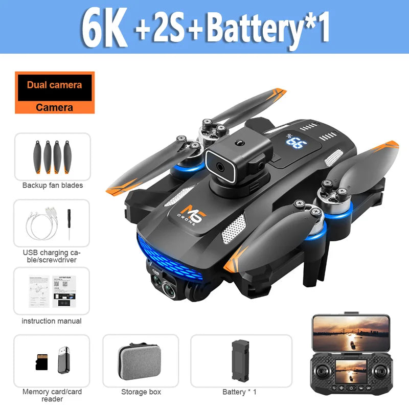 M6 Professional Drone - 8K HD Camera with 5G WiFi FPV & Screen Remote Control Quadcopter