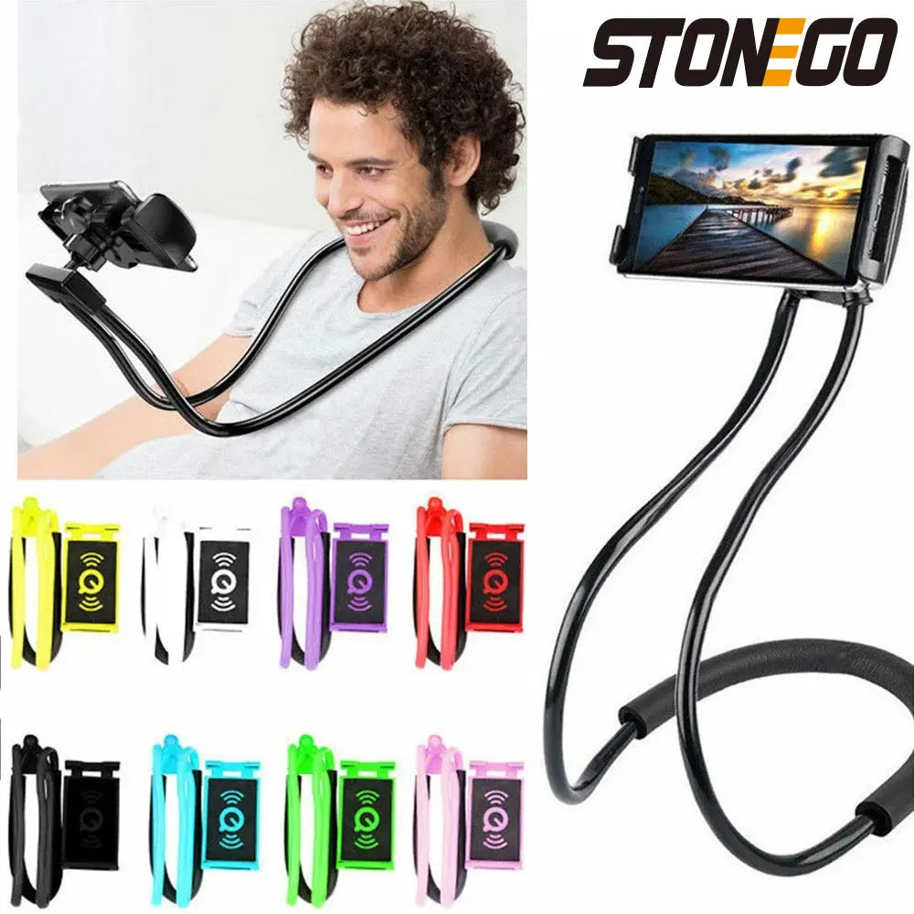 Adjustable Neck Mount Phone Holder - 360° Rotating Hands-Free Stand