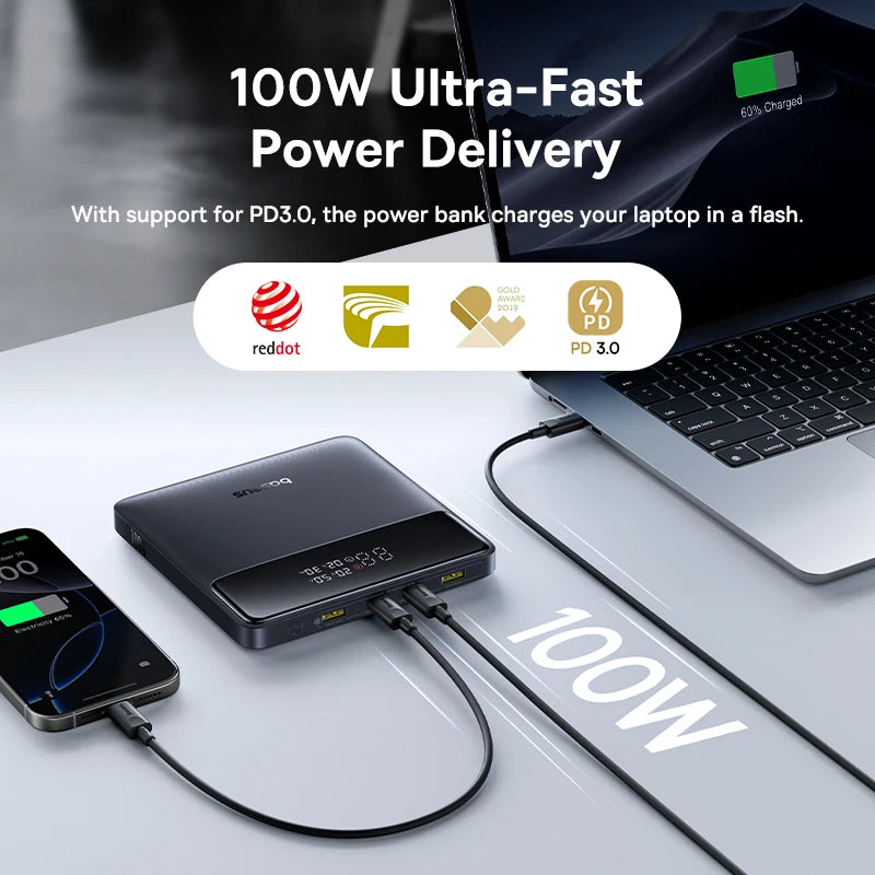 Baseus 100W Power Bank - 20000mAh High-Capacity Fast Charging Portable Charger
