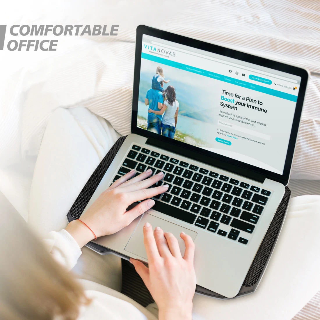 Premium Laptop Cooling Pad - 5 Quiet Fans, Adjustable Stand for 12-17 Inch Laptops with Phone Holder