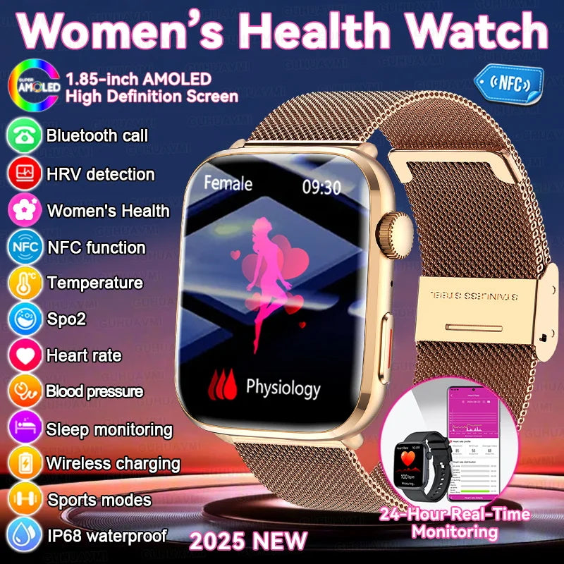 AI Smart Health Monitor Watch - HRV & PPG Blood Pressure Tracking with NFC